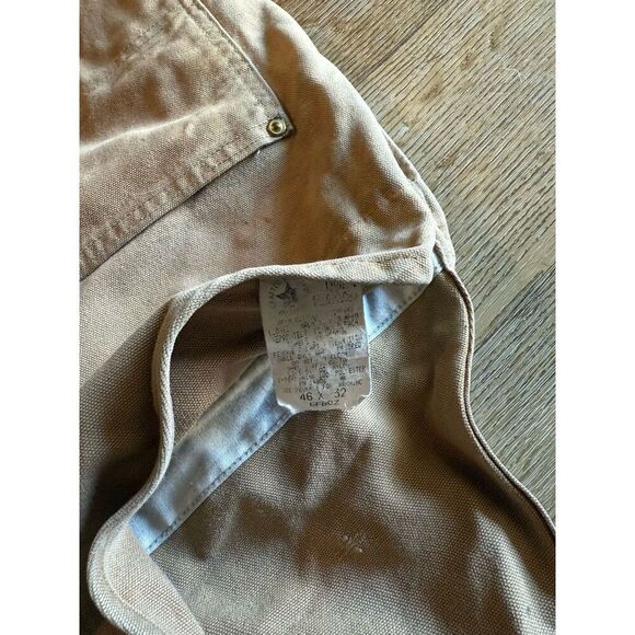 Carhartt Double Knee Insulated Canvas Duck Overalls Brown Distressed Size 46x32 - Picture 5 of 5